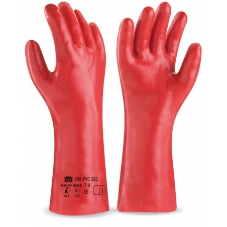 Guantes Tecnicos Rojo PVC 35cm talla U